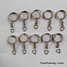 ห่วงพวงกุญแจ พร้อมโซ่ข้อต่อสามเหลี่ยม ขนาด 2 cm  บรรจุ 5 อัน สีทองรมดำ