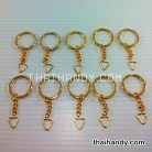 ห่วงพวงกุญแจแบนหนา พร้อมโซ่ข้อต่อสามเหลี่ยม ขนาด 2 cm  บรรจุ 10 อัน สีทอง