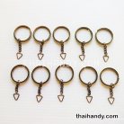 ห่วงพวงกุญแจแบนหนา พร้อมโซ่ข้อต่อสามเหลี่ยม ขนาด 2.5 cm  บรรจุ 10 อัน สีทองรมดำ