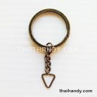 ห่วงพวงกุญแจแบนหนา พร้อมโซ่ข้อต่อสามเหลี่ยม ขนาด 2.5 cm  บรรจุ 10 อัน สีทองรมดำ รูป 2