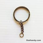 ห่วงพวงกุญแจแบนหนา พร้อมโซ่ข้อต่อกลม ขนาด 2.5 cm  บรรจุ 10 อัน สีทองรมดำ รูป 2