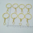 ห่วงพวงกุญแจแบนหนา พร้อมโซ่ข้อต่อสามเหลี่ยม ขนาด 2.5 cm  บรรจุ 10 อัน สีทอง