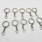 ห่วงพวงกุญแจแบนหนา พร้อมโซ่ข้อต่อสามเหลี่ยม ขนาด 3 cm  บรรจุ 10 อัน สีนิเกิ้ล