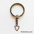 ห่วงพวงกุญแจแบนหนา พร้อมโซ่ข้อต่อสามเหลี่ยม ขนาด 3 cm  บรรจุ 10 อัน สีทองรมดำ รูป 2