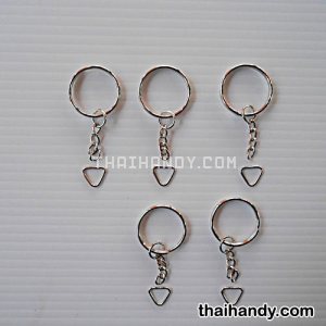 ห่วงพวงกุญแจ พร้อมโซ่ข้อต่อสามเหลี่ยม ขนาด 2 cm  บรรจุ 5 อัน สีนิเกิ้ล รูปเต็ม