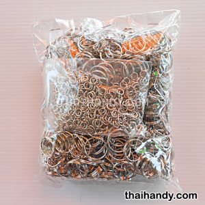 ห่วงพวงกุญแจ พร้อมโซ่ข้อต่อกลม ขนาด 2 cm  บรรจุ 500 อัน สีนิเกิ้ล รูปเต็ม