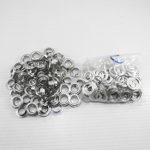 ตาไก่ อลูมิเนียม ขนาด 11 mm (25) บรรจุ 100 ชุด สีเงิน รูปเต็ม