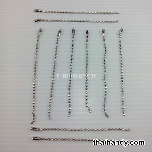 โซ่ไข่ปลา สายพร้อมข้อต่อ ขนาด 2.4 mm  บรรจุ 10 เส้น สีนิเกิ้ล รูปเต็ม