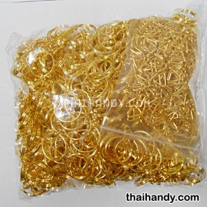 ห่วงพวงกุญแจ พร้อมโซ่ข้อต่อสามเหลี่ยม ขนาด 2 cm  บรรจุ 100 อัน สีทอง รูปเต็ม