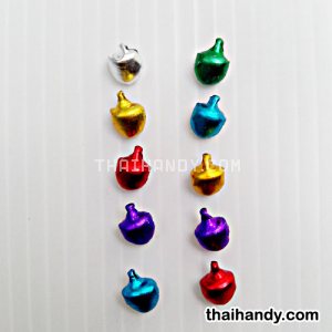 กระพรวนเหล็ก เงา ขนาด 8 mm  บรรจุ 10 อัน สีคละสี รูปเต็ม