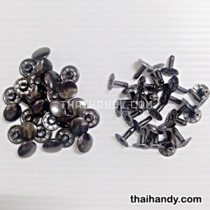 ตะปูย้ำหน้าเดียว หน้ากว้าง 13 มิล ขนาดขายาว 12 mm  บรรจุ 100 ชุด สีดำเงา รูปเต็ม