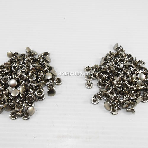 ตะปูย้ำสองหน้า หน้ากว้าง 8 มิล ขนาดขายาว 8 mm  บรรจุ 100 ชุด สีนิเกิ้ล รูปเต็ม