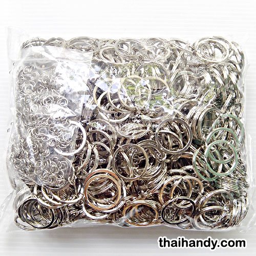 ห่วงพวงกุญแจแบนหนา พร้อมโซ่ข้อต่อกลม ขนาด 2.5 cm  บรรจุ 500 อัน สีนิเกิ้ล รูปเต็ม