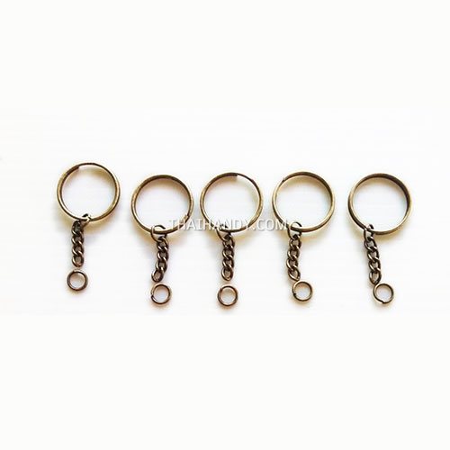 ห่วงพวงกุญแจ พร้อมโซ่ข้อต่อกลม ขนาด 2 cm  บรรจุ 5 อัน สีทองรมดำ รูปเต็ม