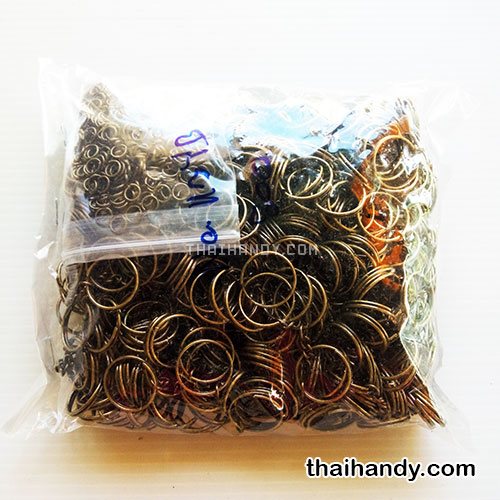 ห่วงพวงกุญแจ พร้อมโซ่ข้อต่อกลม ขนาด 2 cm  บรรจุ 500 อัน สีทองรมดำ รูปเต็ม