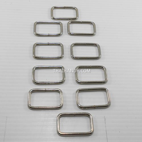 ห่วงเหล็กสี่เหลี่ยม ขนาด 1.2 นิ้ว บรรจุ 10 อัน สีนิเกิ้ล รูปเต็ม