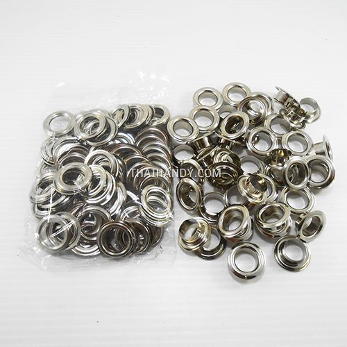 ตาไก่ เหล็ก ขนาด 13.8 mm (28) บรรจุ 100 ชุด สีนิเกิ้ล รูปเต็ม