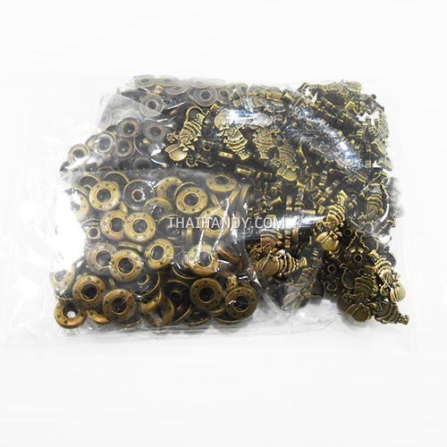 กระดุมแป๊กเหล็ก ขนาดแฟนซี (vt5) บรรจุ 100 ชุด สีทองรมดำ รูปเต็ม