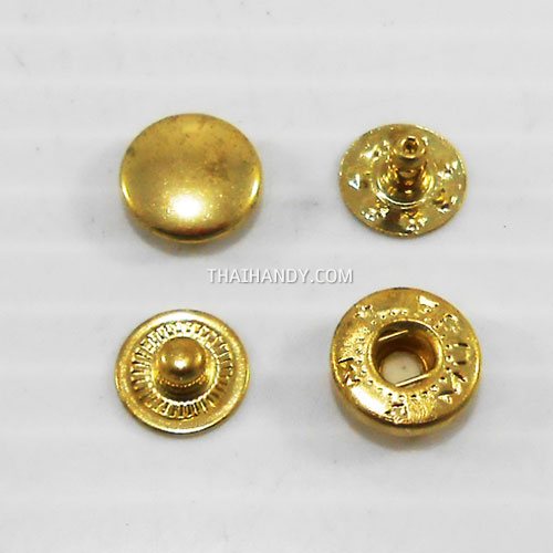 กระดุมแป๊กเหล็ก ขนาดหน้ากว้าง 10 mm (vt2) บรรจุ 10 ชุด สีทอง รูปเต็ม