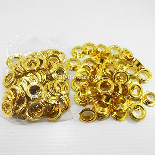 ตาไก่ เหล็ก ขนาด 13.8 mm (28) บรรจุ 100 ชุด สีทอง รูปเต็ม