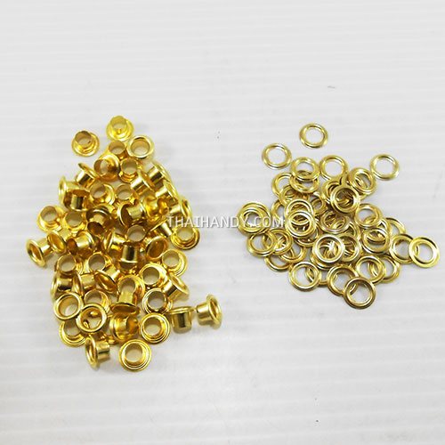 ตาไก่ เหล็ก ขนาด 5.7 mm (10) บรรจุ 100 ชุด สีทอง รูปเต็ม
