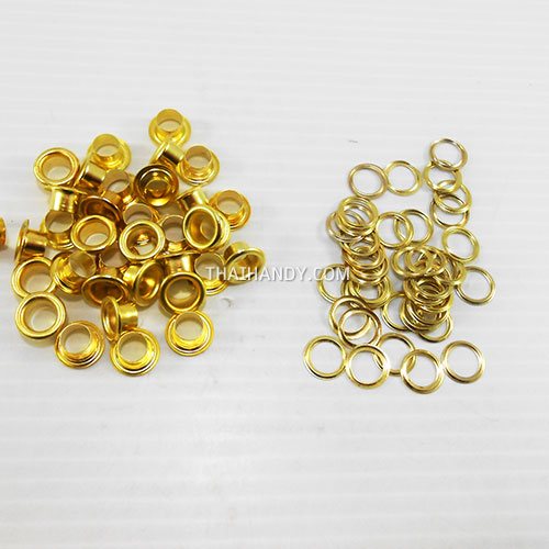 ตาไก่ เหล็ก ขนาด 7.5 mm (20) บรรจุ 100 ชุด สีทอง รูปเต็ม