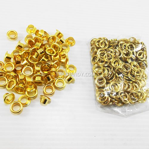ตาไก่ เหล็ก ขนาด 7.5 mm (20) บรรจุ 5 กุรุส (720 ชุด) สีทอง รูปเต็ม