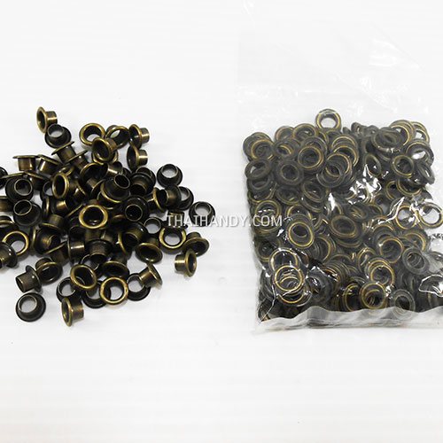 ตาไก่ เหล็ก ขนาด 5.7 mm (10) บรรจุ 5 กุรุส (720 ชุด) สีทองรมดำ รูปเต็ม