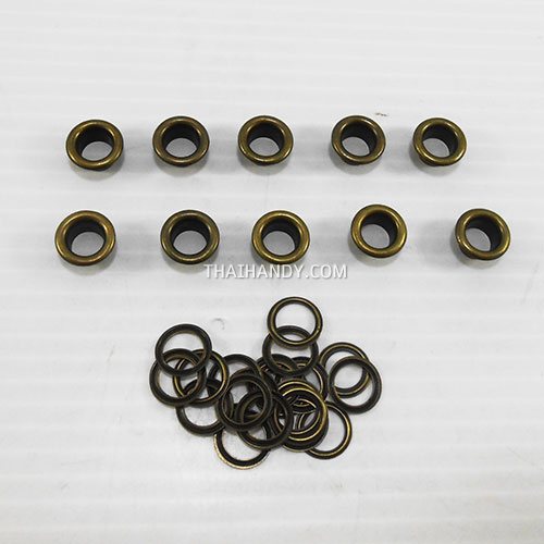 ตาไก่ เหล็ก ขนาด 7.5 mm (20) บรรจุ 10 ชุด สีทองรมดำ รูปเต็ม