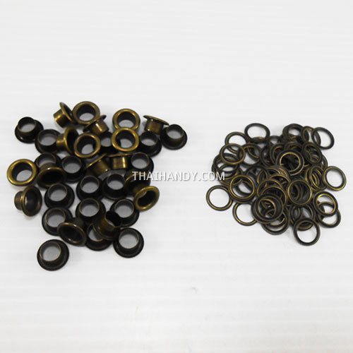 ตาไก่ เหล็ก ขนาด 7.5 mm (20) บรรจุ 100 ชุด สีทองรมดำ รูปเต็ม