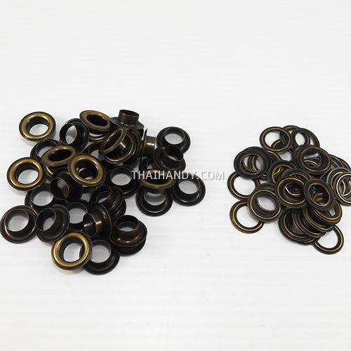 ตาไก่ เหล็ก ขนาด 11 mm (25) บรรจุ 100 ชุด สีทองรมดำ รูปเต็ม