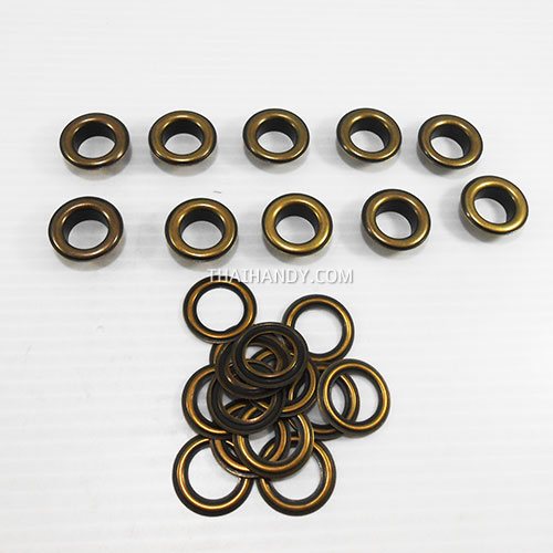 ตาไก่ เหล็ก ขนาด 13.8 mm (28) บรรจุ 10 ชุด สีทองรมดำ รูปเต็ม