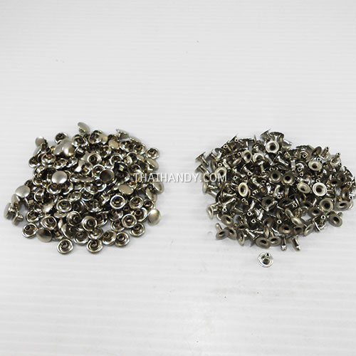 ตะปูย้ำหน้าเดียว หน้ากว้าง 8 มิล ขนาดขายาว 8 mm  บรรจุ 100 ชุด สีนิเกิ้ล รูปเต็ม