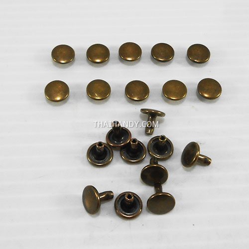 ตะปูย้ำสองหน้า หน้ากว้าง 8 มิล ขนาดขายาว 8 mm  บรรจุ 10 ชุด สีทองรมดำ รูปเต็ม