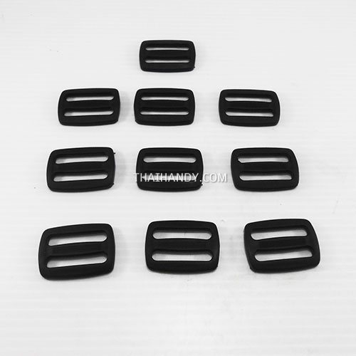 ตัวปรับสายพลาสติก 2 ช่อง ขนาด 1.2 นิ้ว บรรจุ 10 อัน สีดำ รูปเต็ม