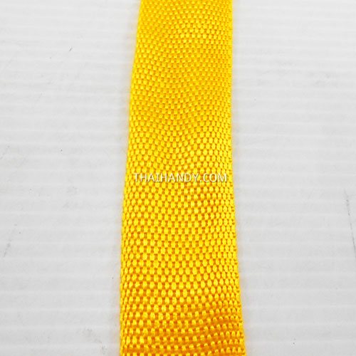 สายผ้า-ผ้ากุ๊น PP  ลายเวอร์จิ้น ขนาด 1.2 นิ้ว บรรจุ 1 เมตร สีเหลือง รูปเต็ม