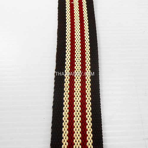 สายผ้า-ผ้ากุ๊น Cotton (ฝ้าย) ลายสลับ ขนาด 1.5 นิ้ว บรรจุ 1 เมตร สีน้ำตาลเข้มแดงครีม รูปเต็ม