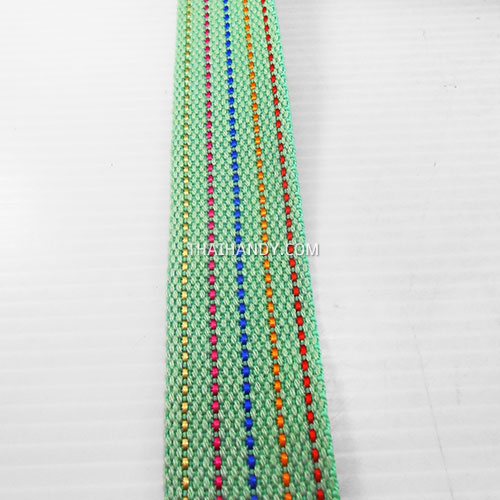 สายผ้า-ผ้ากุ๊น Cotton (ฝ้าย) ลายจุดไข่ปลา ขนาด 1.5 นิ้ว บรรจุ 1 เมตร สีเขียวอ่อน รูปเต็ม