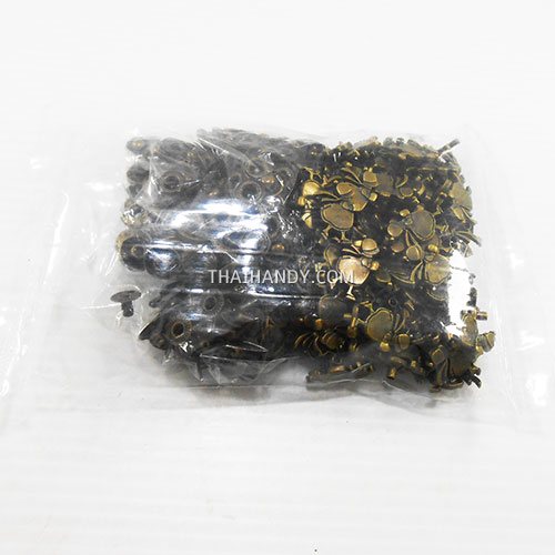 กระดุมแป๊กเหล็ก ขนาดแฟนซี (vt5) บรรจุ 100 ชุด สีทองรมดำ รูปเต็ม