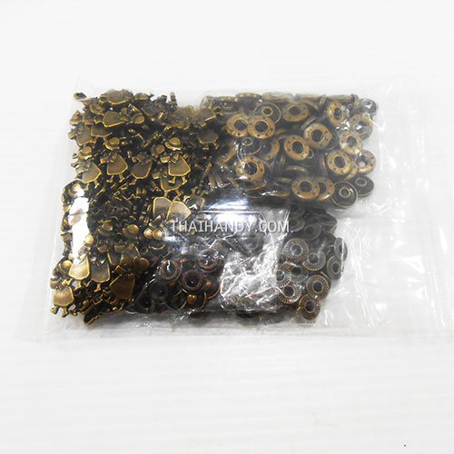 กระดุมแป๊กเหล็ก ขนาดแฟนซี (vt5) บรรจุ 100 ชุด สีทองรมดำ รูปเต็ม