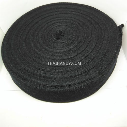 สายผ้า-ผ้ากุ๊น Cotton (ฝ้าย) ลายก้างปลา ขนาด 1.5 นิ้ว บรรจุ 50 หลา สีดำ รูปเต็ม