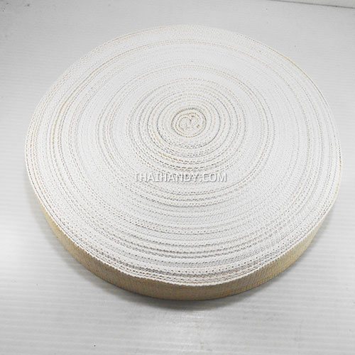 สายผ้า-ผ้ากุ๊น Cotton (ฝ้าย) ลายลอน ขนาด 1.5 นิ้ว บรรจุ 50 เมตร สีขาวดิบ รูปเต็ม