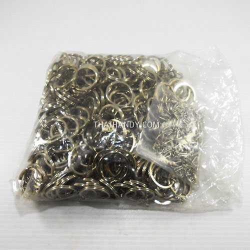 ห่วงพวงกุญแจแบนหนา พร้อมโซ่ข้อต่อสามเหลี่ยม ขนาด 2.5 cm  บรรจุ 100 อัน สีนิเกิ้ล รูปเต็ม