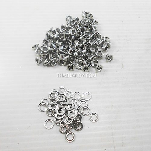 ตาไก่ อลูมิเนียม ขนาด 4.4 mm (02) บรรจุ 100 ชุด สีเงิน รูปเต็ม