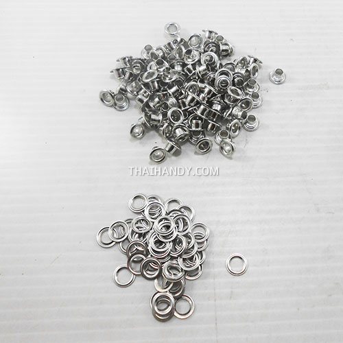 ตาไก่ อลูมิเนียม ขนาด 5.2 mm (03) บรรจุ 100 ชุด สีเงิน รูปเต็ม