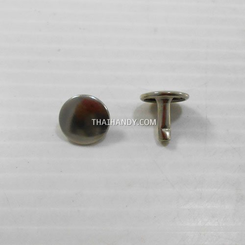 ตะปูย้ำสองหน้า หน้ากว้าง 13 มิล ขนาดขายาว 12 mm  บรรจุ 10 ชุด สีนิเกิ้ล รูปเต็ม