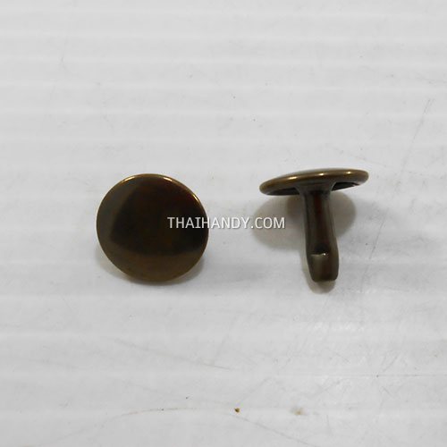 ตะปูย้ำสองหน้า หน้ากว้าง 13 มิล ขนาดขายาว 12 mm  บรรจุ 10 ชุด สีทองรมดำ รูปเต็ม