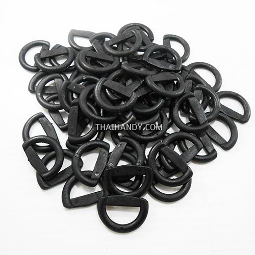 ห่วงพลาสติกตัว D 1 ช่อง ขนาด 6 หุน บรรจุ 100 อัน สีดำ รูปเต็ม