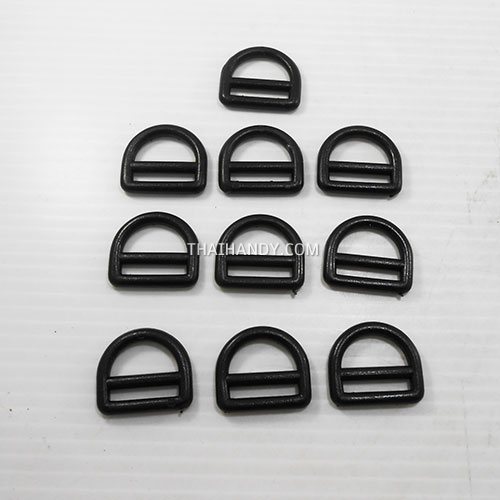 ห่วงพลาสติกตัว D 2 ช่อง ขนาด 6 หุน บรรจุ 10 อัน สีดำ รูปเต็ม