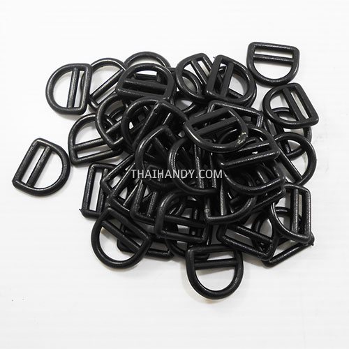 ห่วงพลาสติกตัว D 2 ช่อง ขนาด 6 หุน บรรจุ 100 อัน สีดำ รูปเต็ม